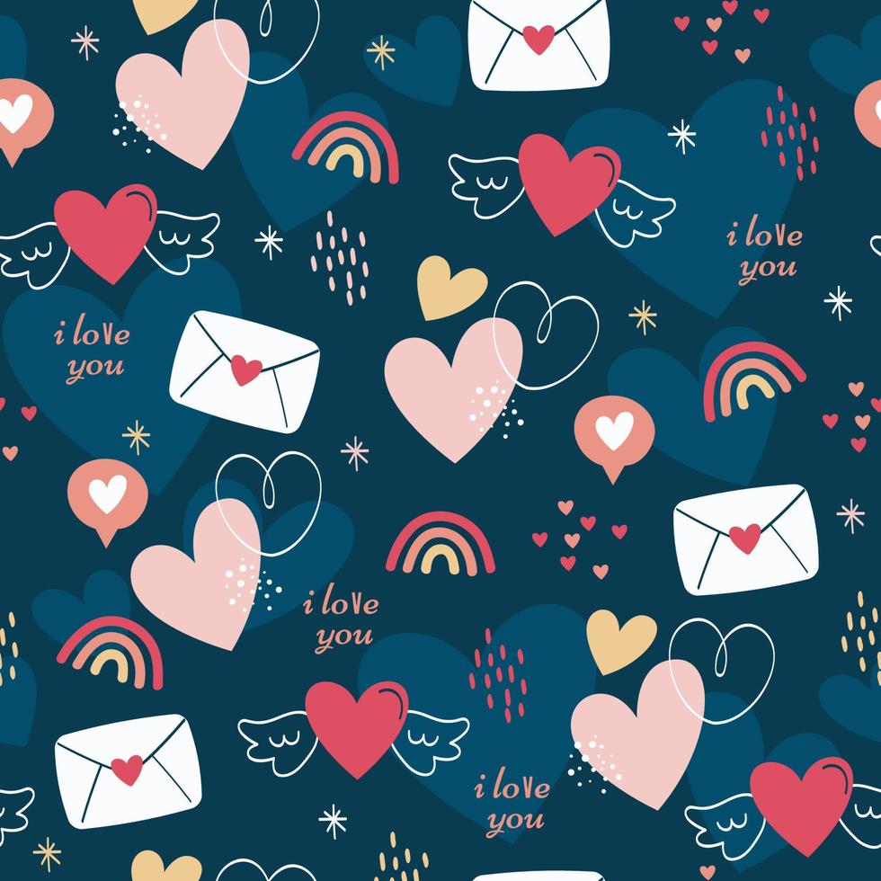 Valentine's Day Flat Seamless Pattern vector