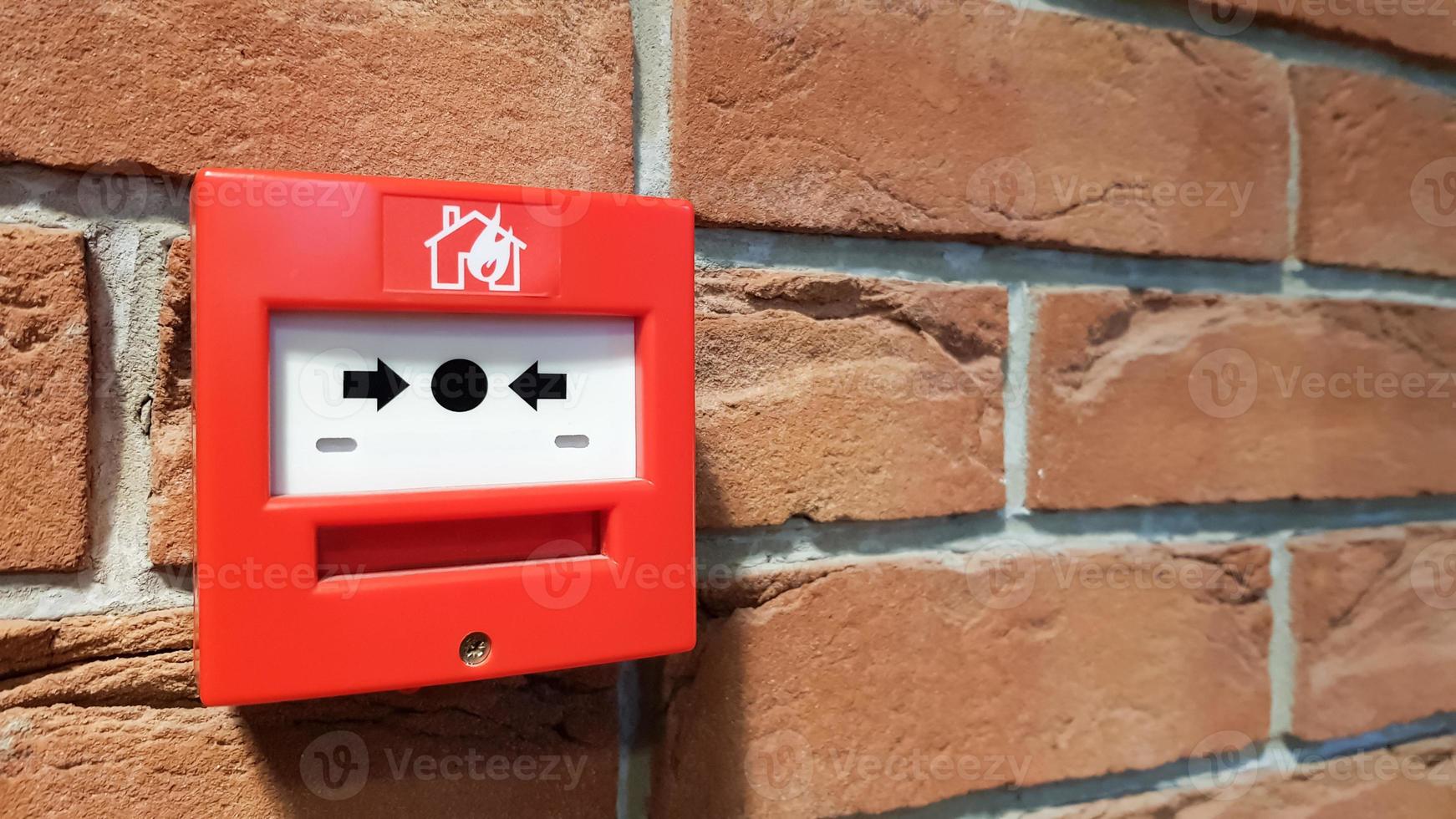 fire alarm system box installed on wall in building. photo