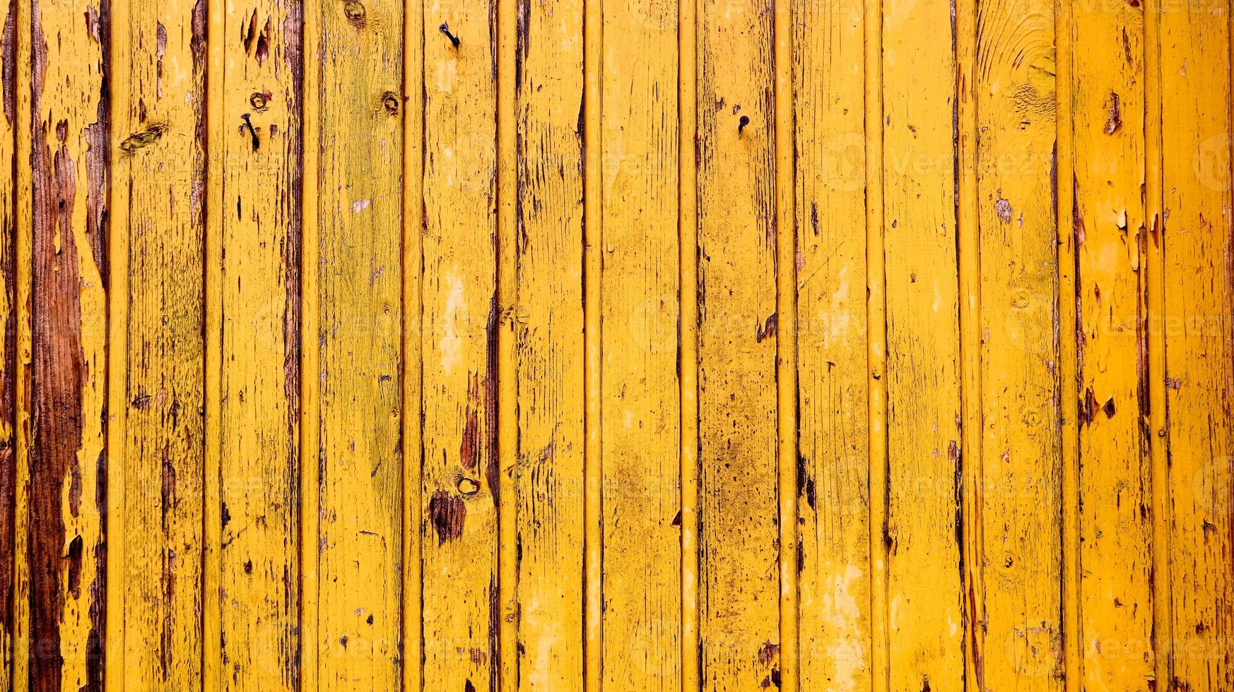 Viejo fondo de textura de madera amarilla. pared de madera pintada. fondo amarillo. cerca brillante hecha de tablas verticales. la textura de una tabla de madera se puede utilizar como fondo. un poco de pintura agrietada. foto