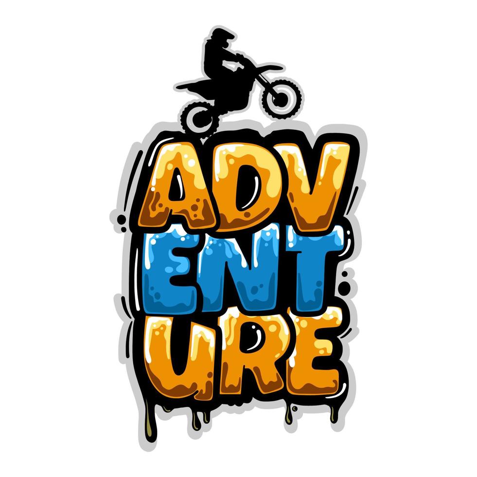 diseño de letras de graffiti de aventura de motocross vector