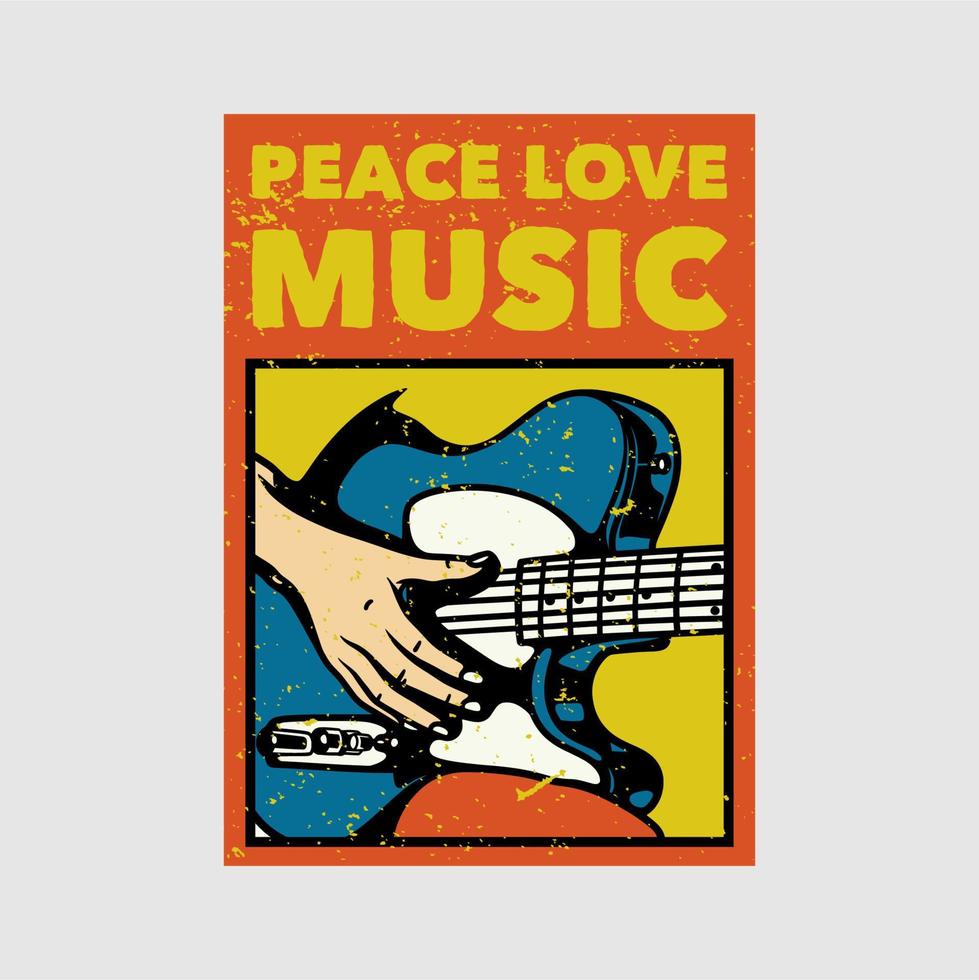 diseño de cartel al aire libre paz amor música ilustración vintage vector