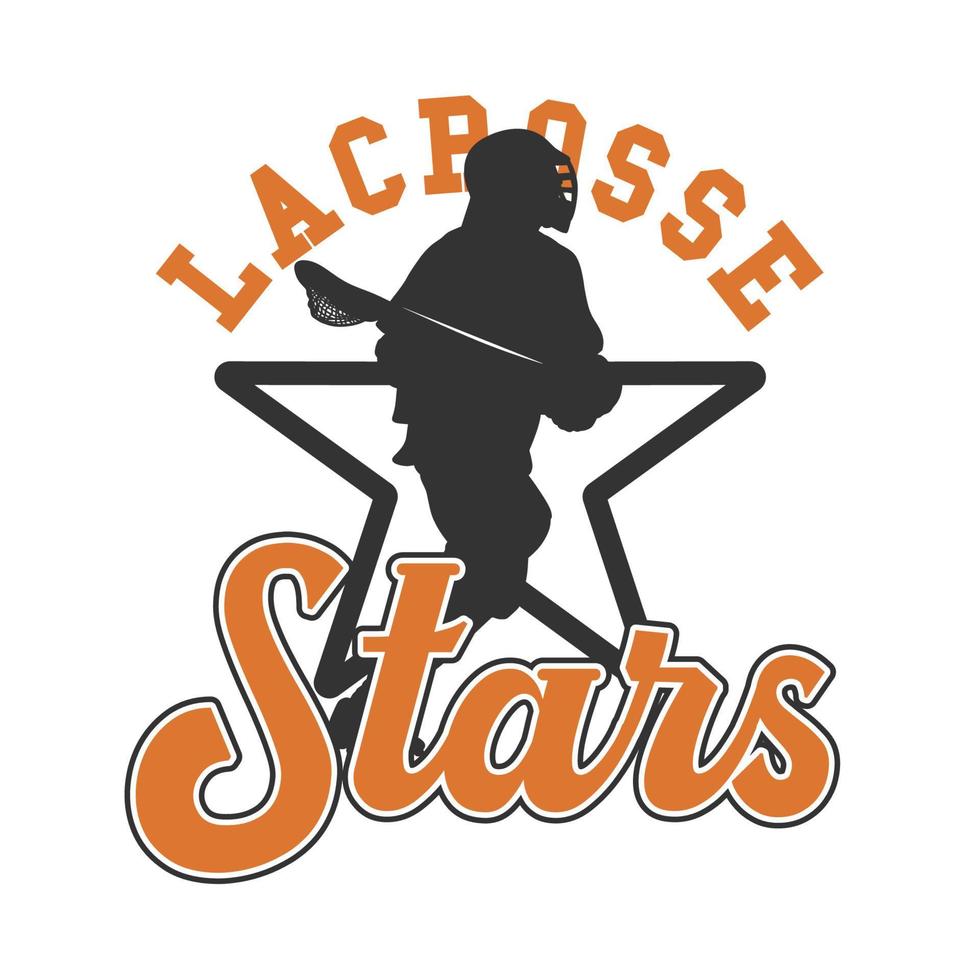 diseño de logotipo lacrosse estrellas con silueta hombre sosteniendo lacrosse stick mientras juega lacrosse vector