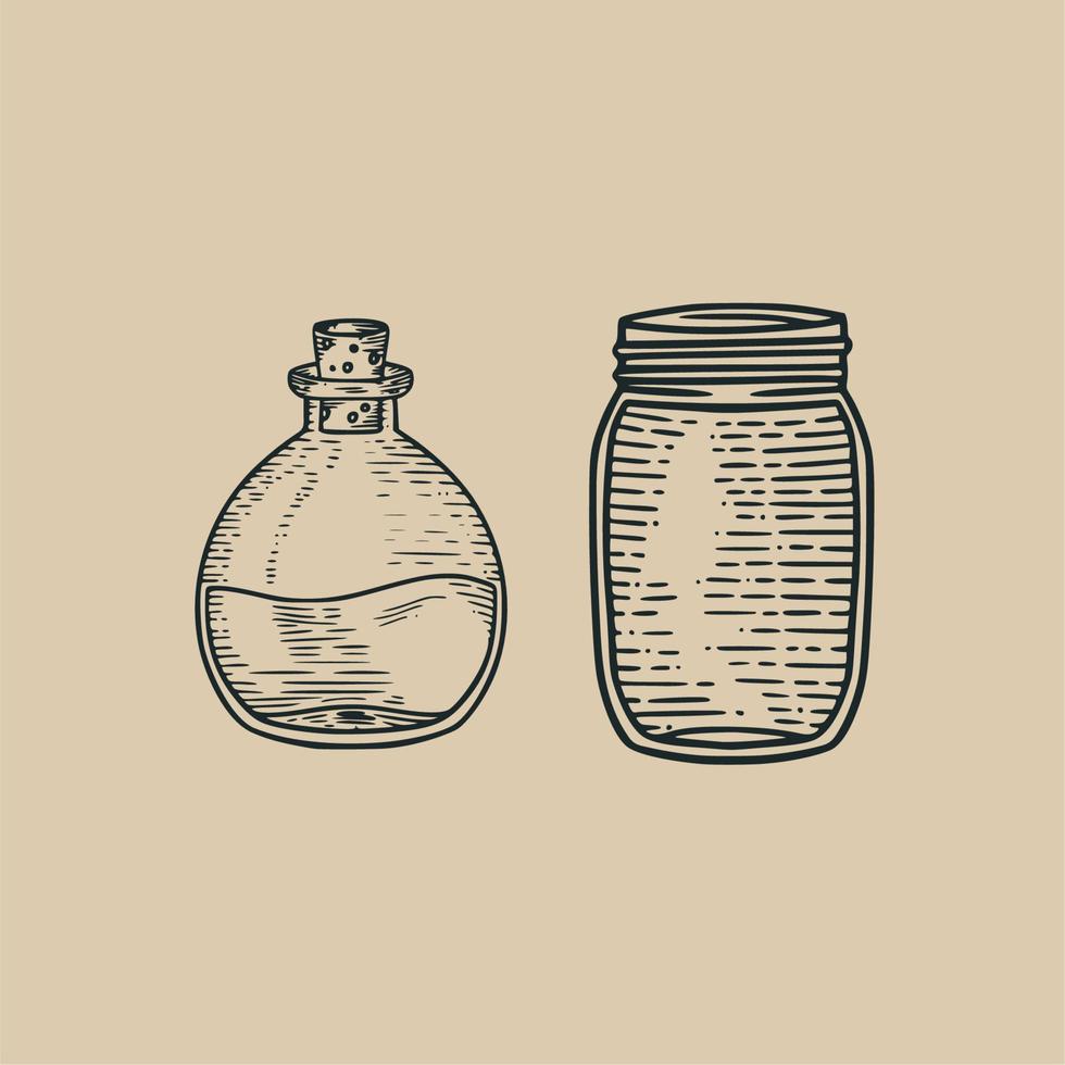 Glass bottle classic vintage illustration design element vector
