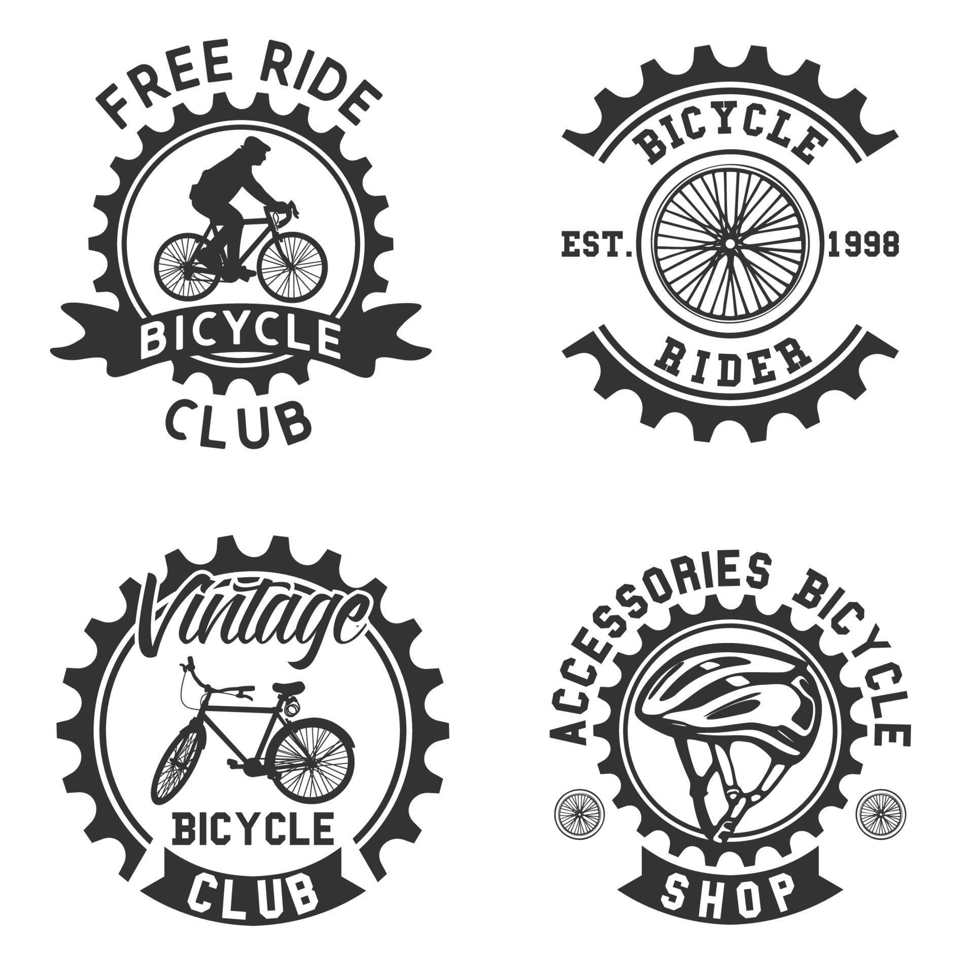black and white bicycle logo design collection 4539486 Vector Art at
