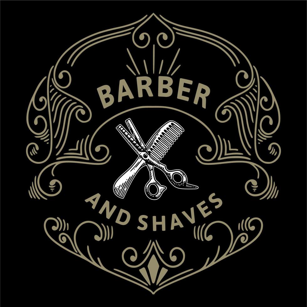 Barber and shave classic ornamental vintage logo and illustration vector