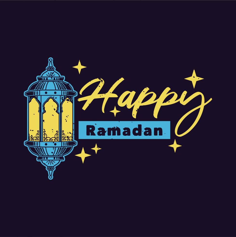 vintage slogan typography happy ramadan for t shit design vector