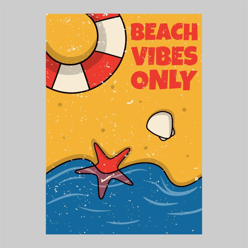 diseño de cartel al aire libre vibraciones de playa solo ilustración vintage vector