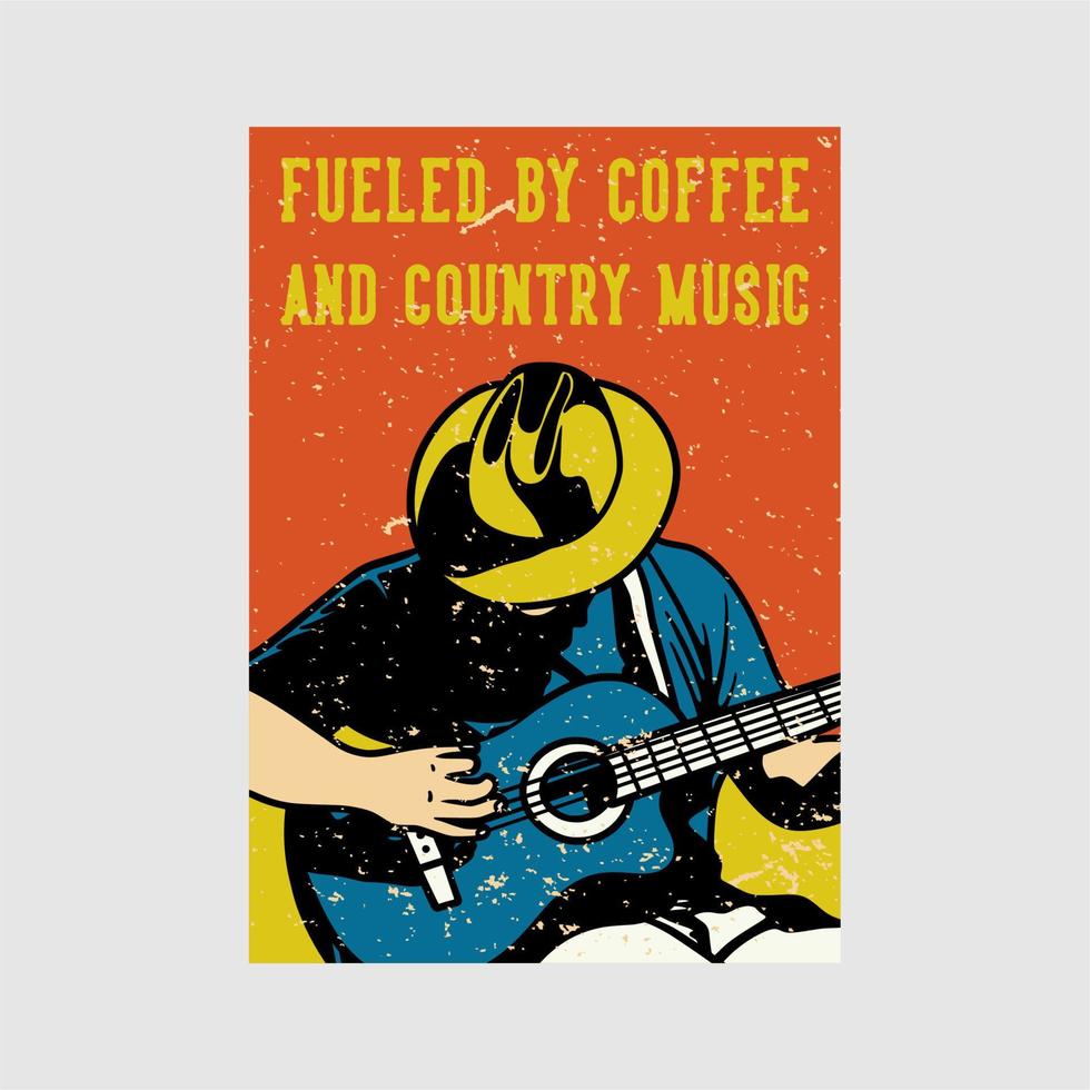 diseño de carteles al aire libre impulsado por café y música country ilustración vintage vector