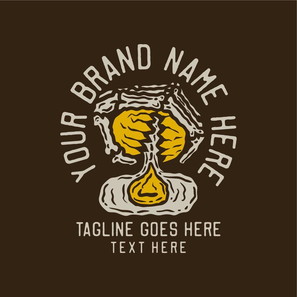 skeleton hand cracking egg vintage t shirt design template vector