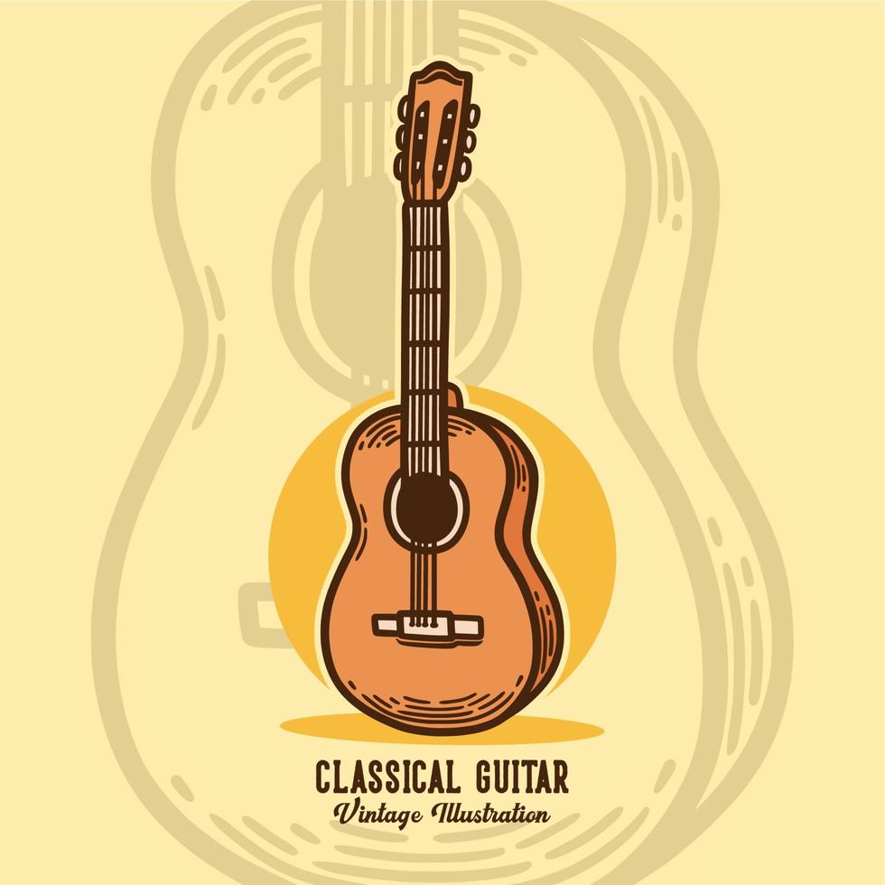 lema vintage tipografía guitarra clásica para diseño de camiseta vector