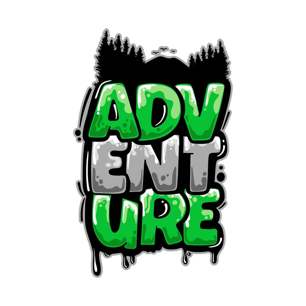 mountain adventure graffiti lettering design vector