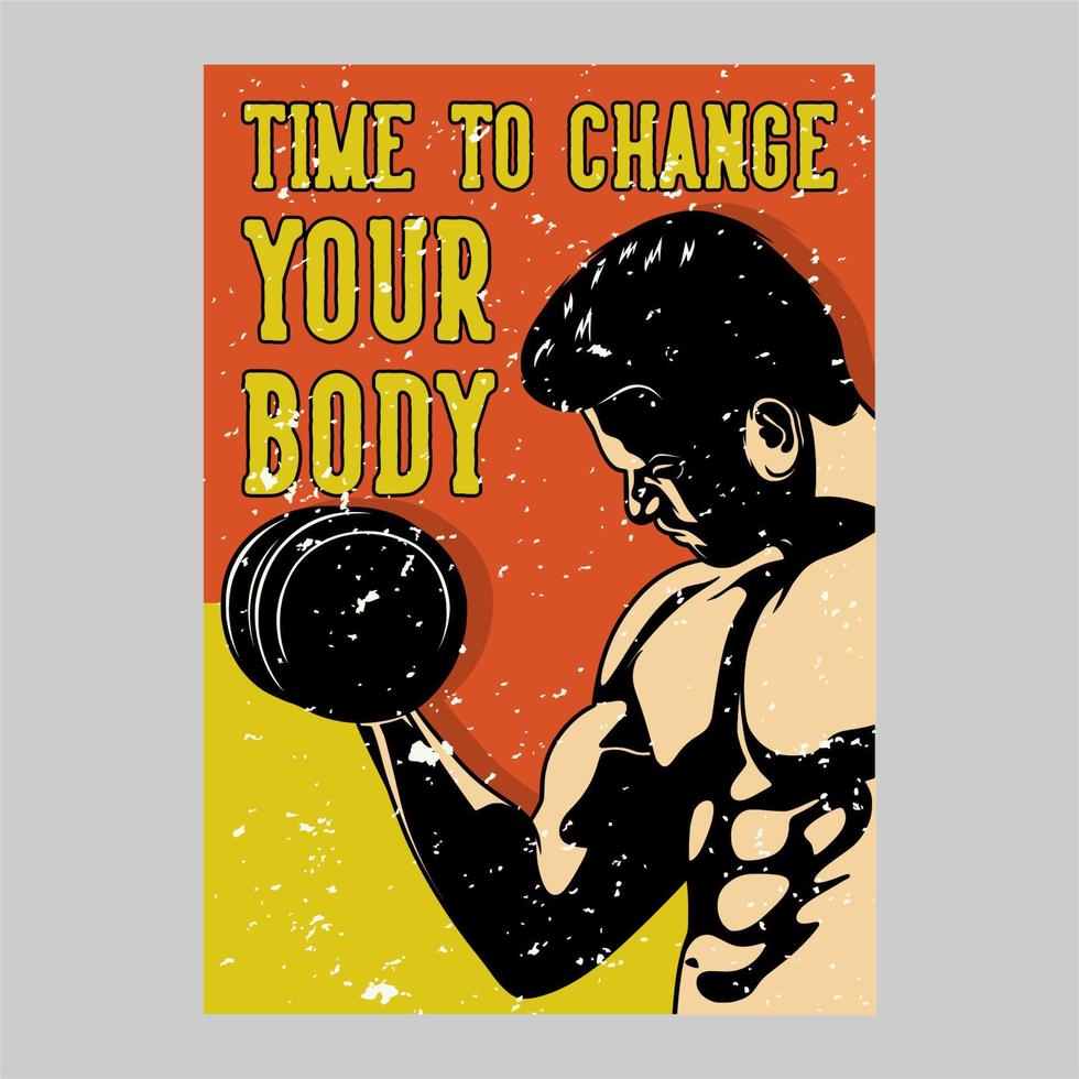 tiempo de diseño de carteles al aire libre para cambiar tu cuerpo ilustración vintage vector
