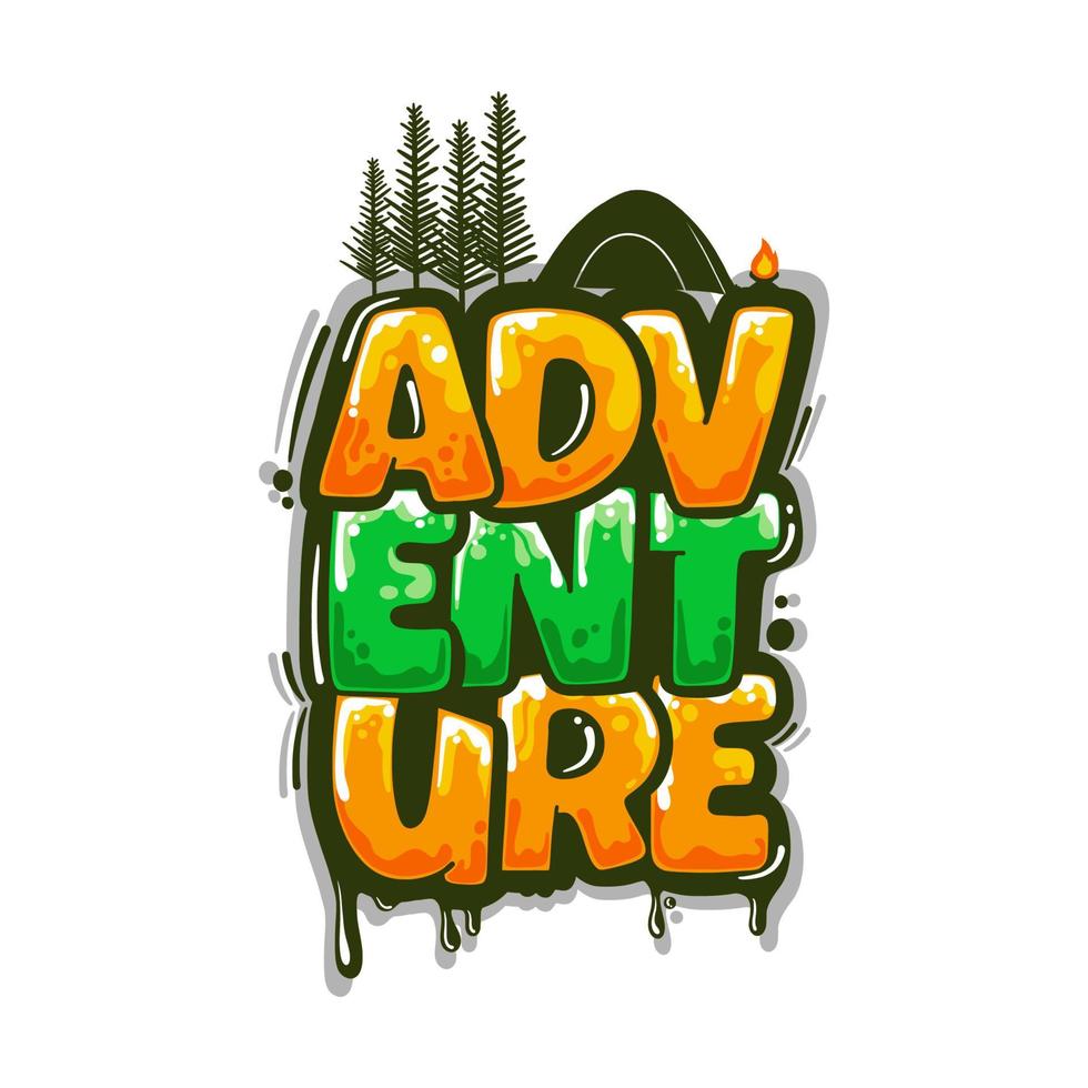 camp adventure graffiti lettering design vector