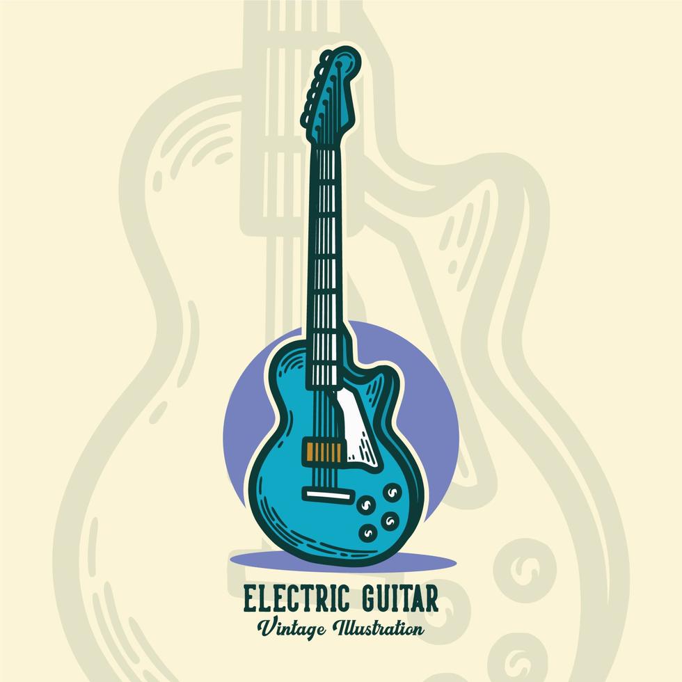 Guitarra eléctrica de tipografía de lema vintage para diseño de camiseta vector