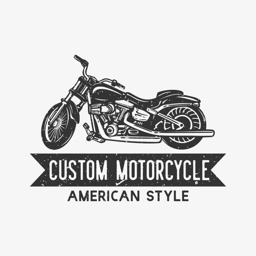 diseño de logotipo motocicleta personalizada estilo americano con ilustración vintage de motocicleta vector