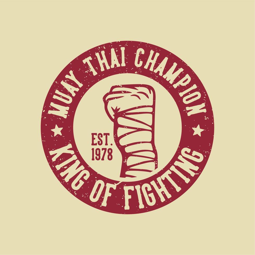 diseño de logotipo muay thai campeón luchador vintage ilustración vector