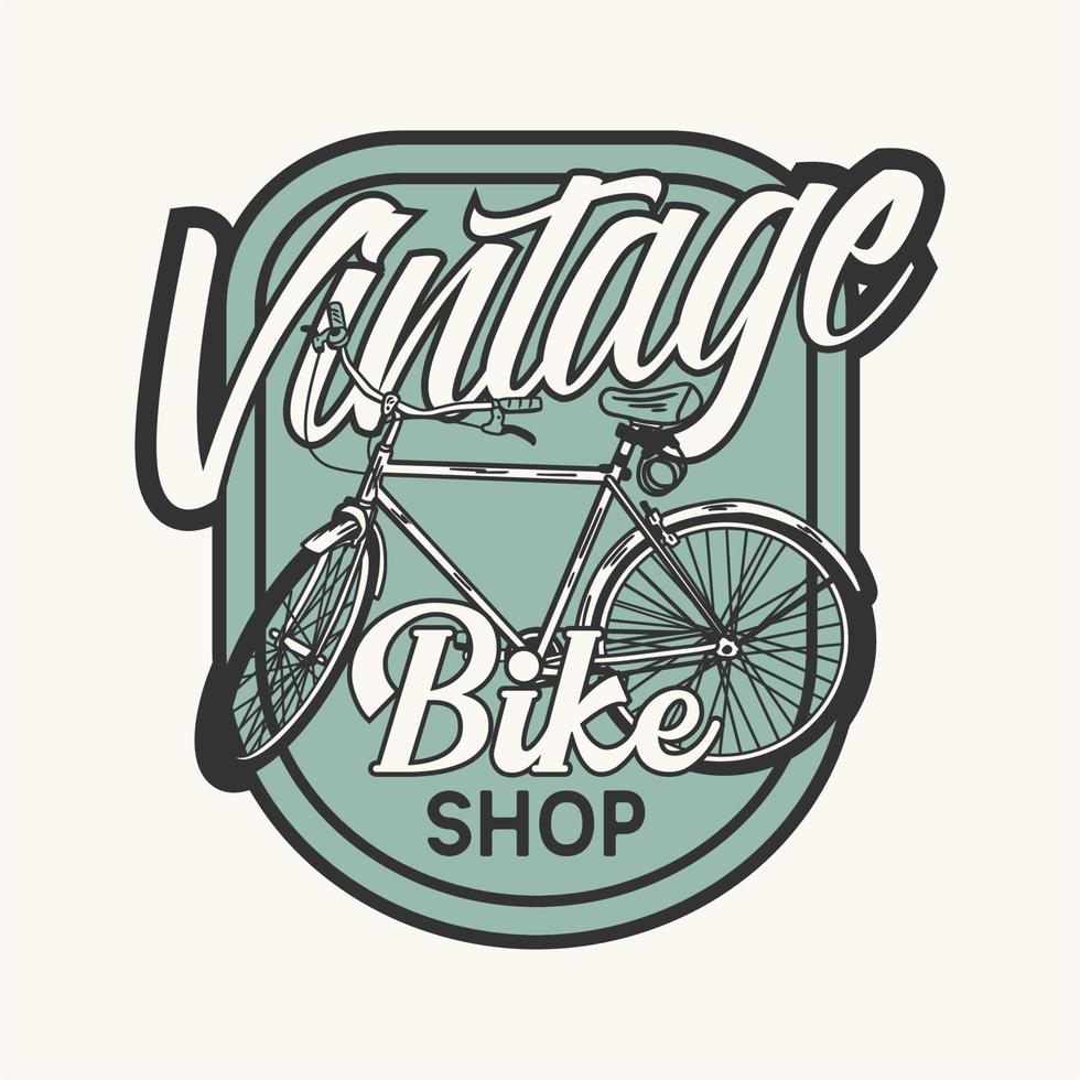logo design vintage bike shop with bicycle vintage illustration vector