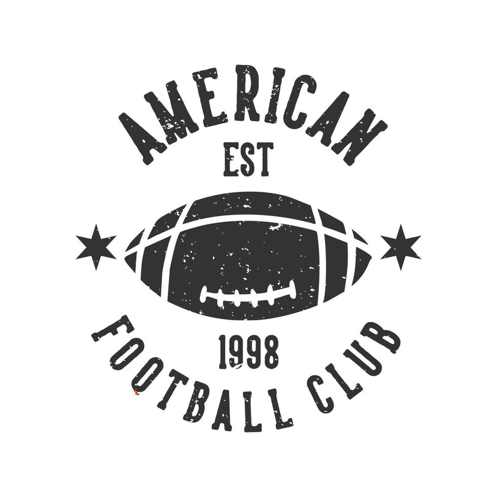 diseño de logotipo club de fútbol americano est 1998 con ilustración vintage de pelota de rugby de fútbol vector