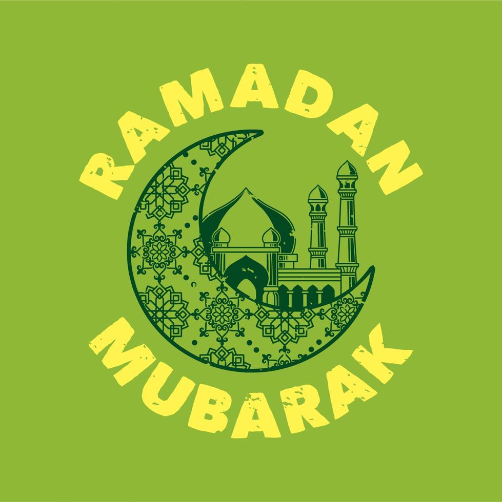 tipografía de lema vintage ramadan mubarak para diseño de camiseta vector