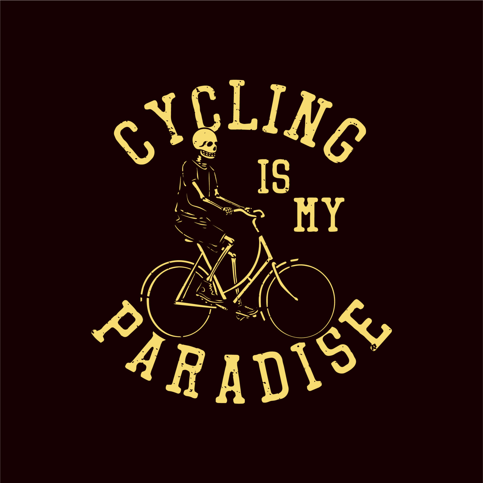 t shirt design cycling is my paradise with skeleton riding bicycle ...