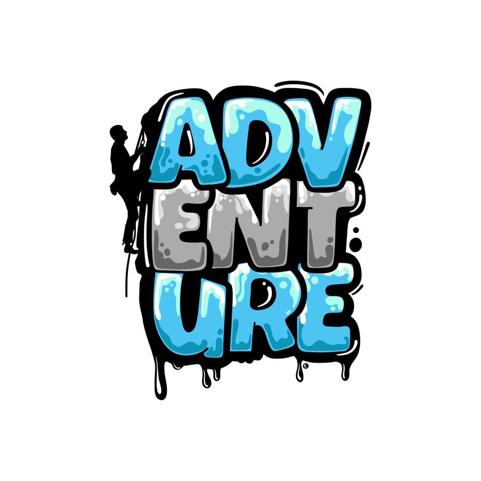 diseño de letras de graffiti de aventura de escalada en roca vector