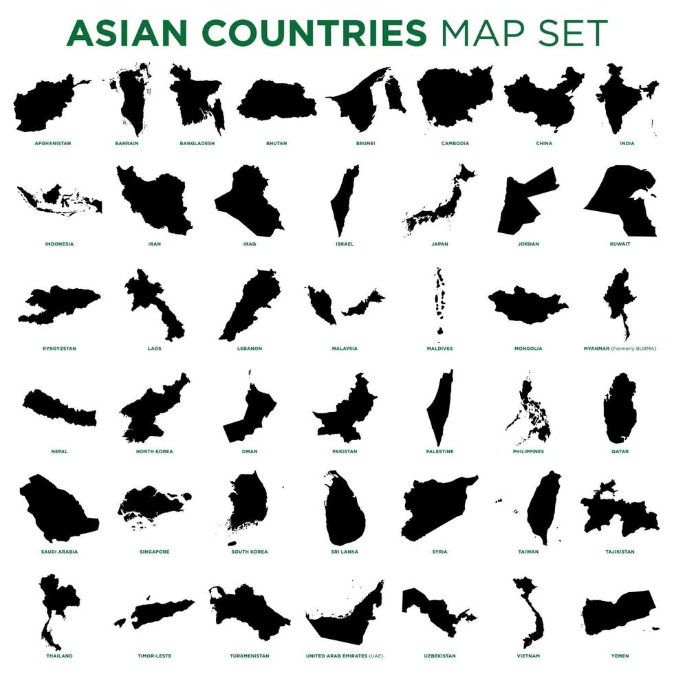 Mapa de países de Asia establece diseño de ilustración de plantilla de vector. vector eps 10.