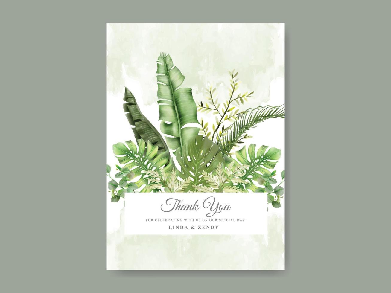 Beautiful tropical floral wedding invitation template vector