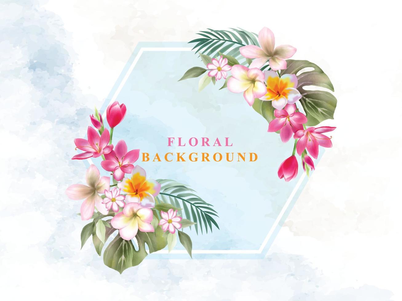 Beautiful tropical floral watercolor background vector