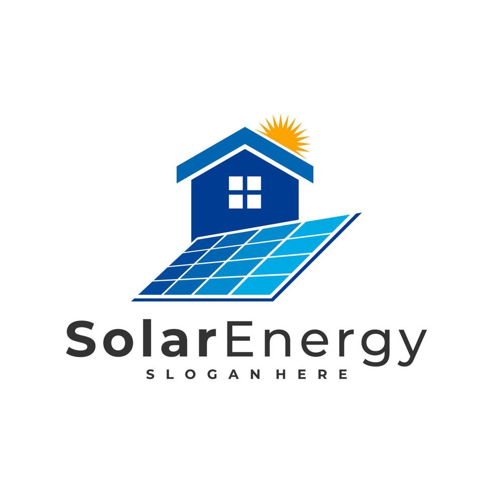 Plantilla de vector de logotipo de casa solar, conceptos de diseño de logotipo de energía solar creativa