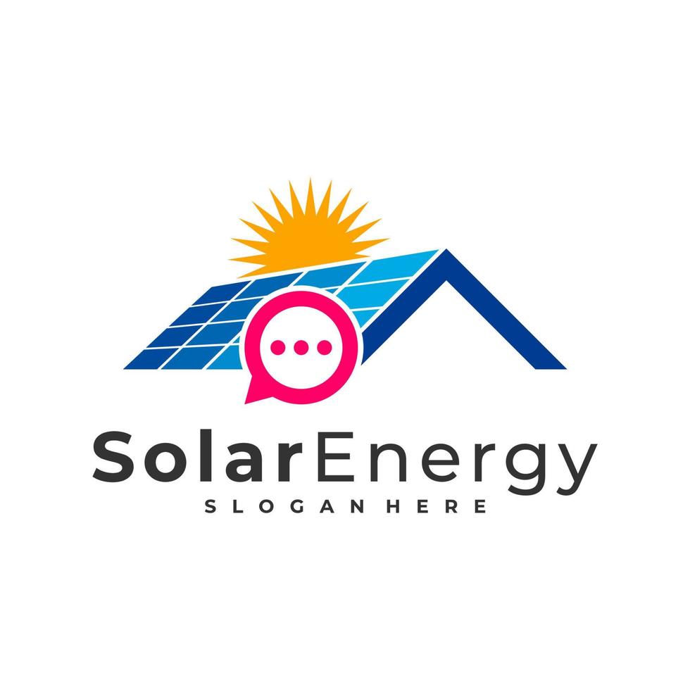 Solar Chat logo vector template, Creative Sun energy logo design concepts