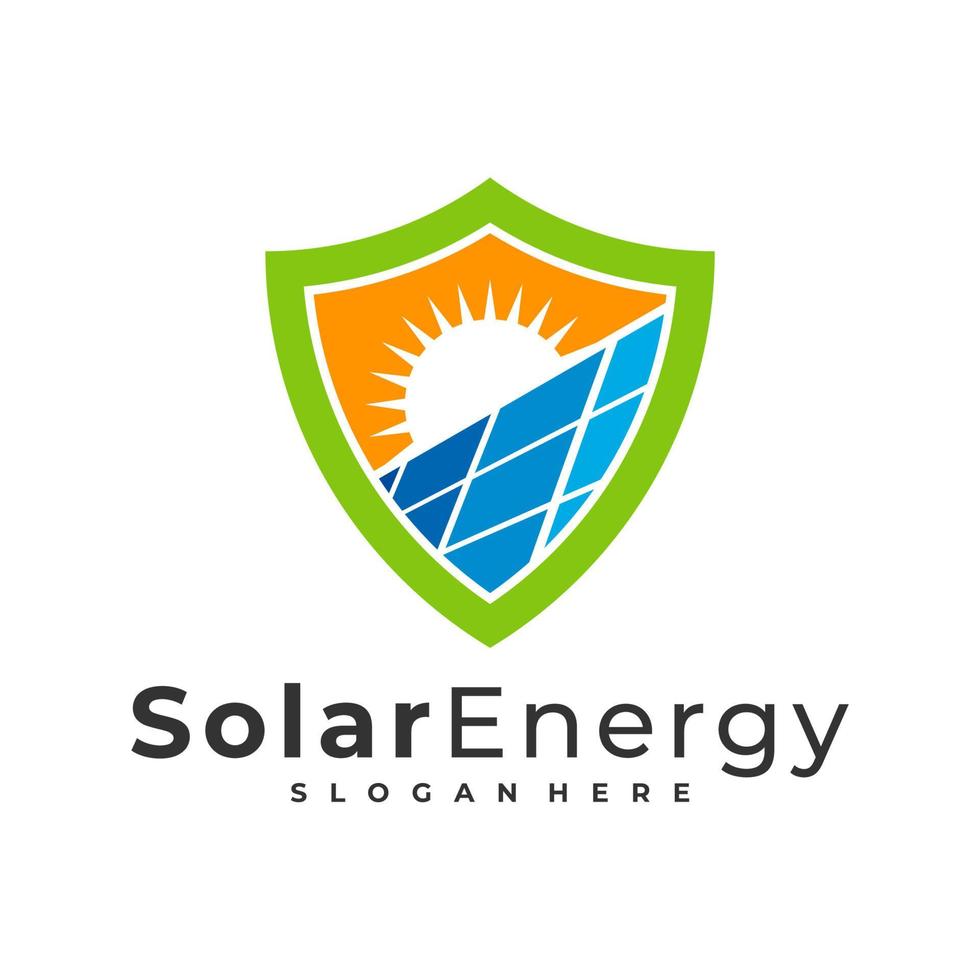 Shield Solar logo vector template, Creative Sun energy logo design concepts