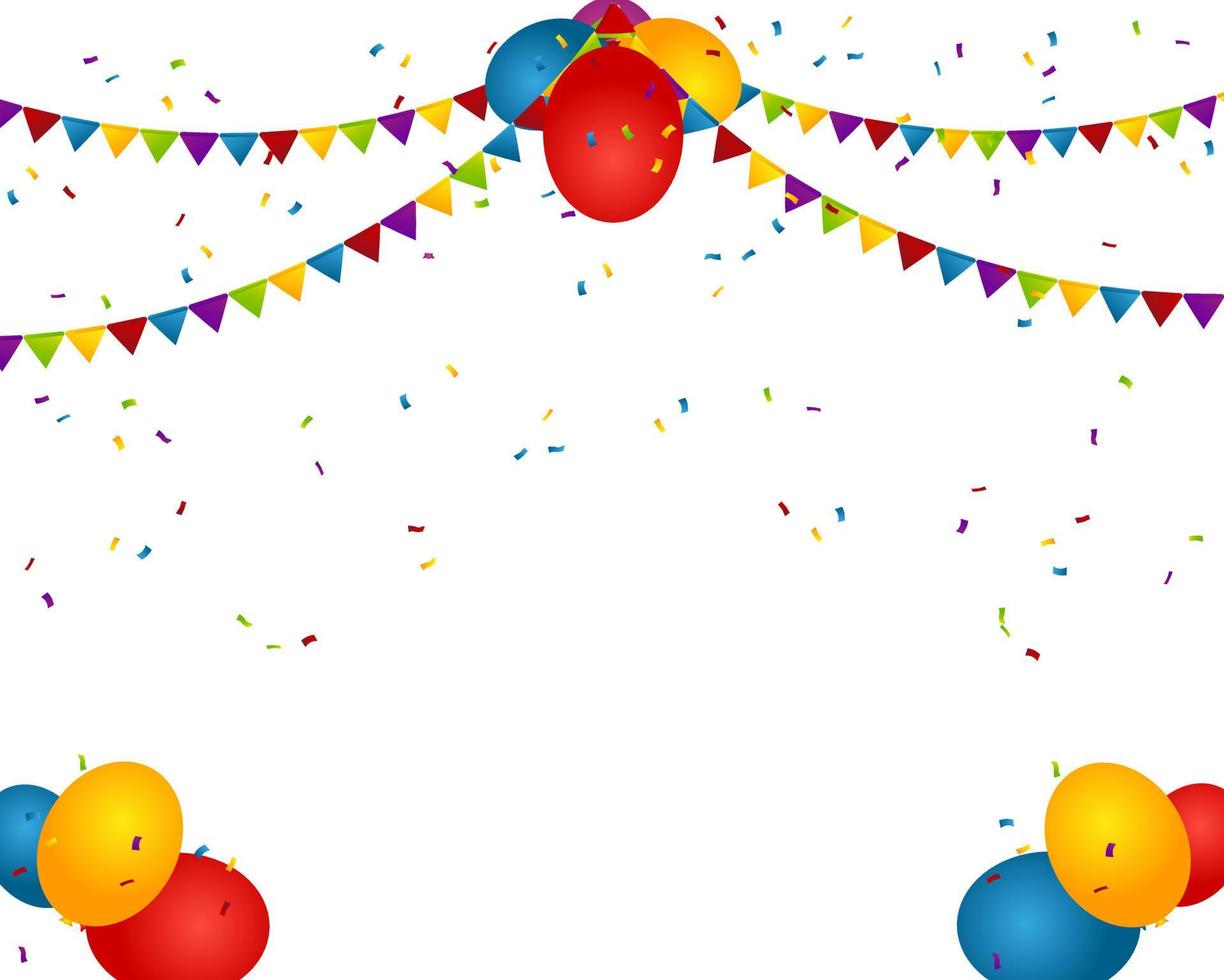 celebration with transparent background with balloon, flag and confetti vector