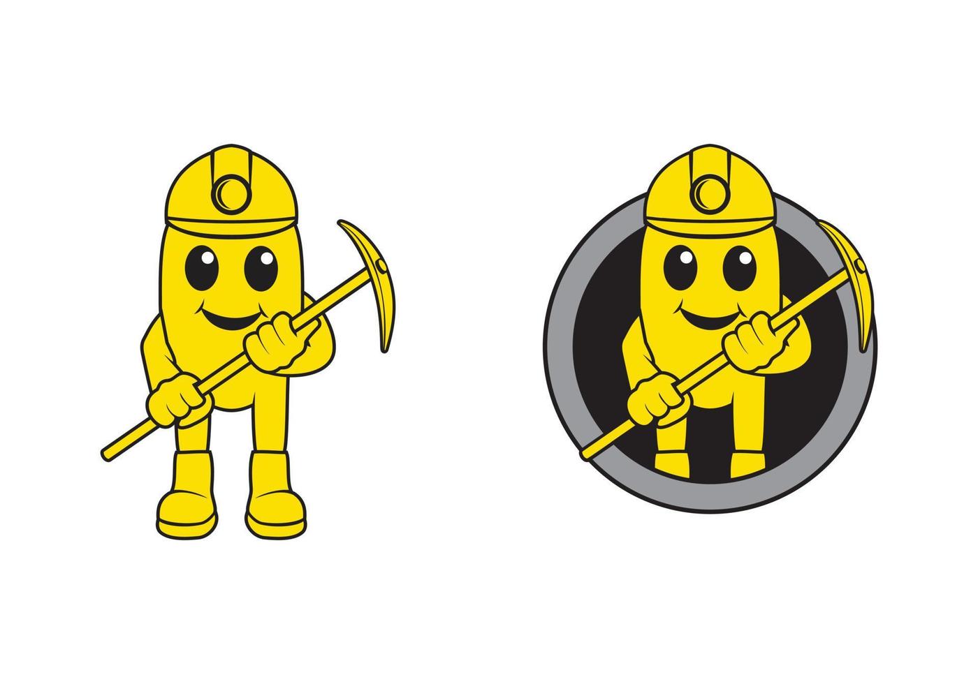 Gold miner mascot cartoon character design illustration vector