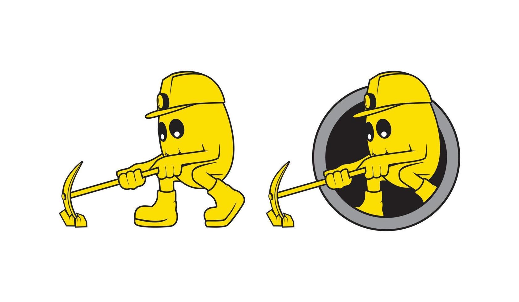 Gold miner mascot cartoon character design illustration vector