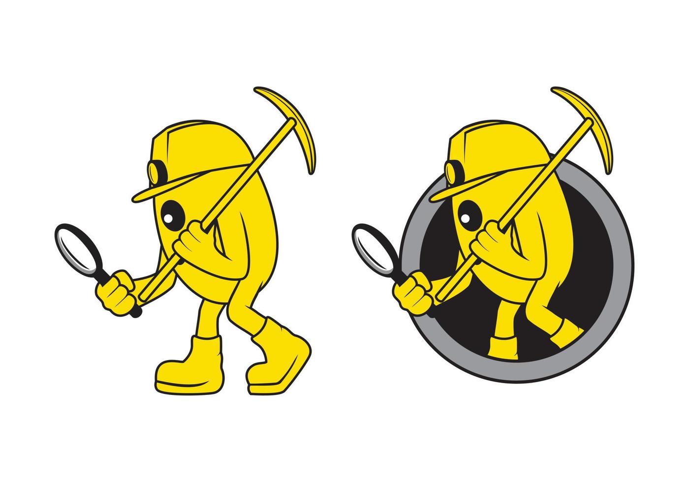 Gold miner mascot cartoon character design illustration vector