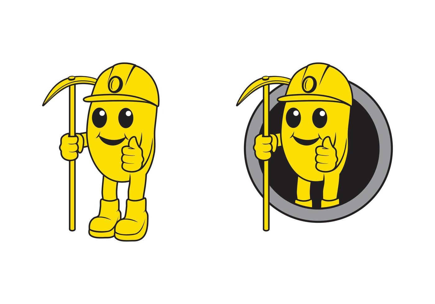 Gold miner mascot cartoon character design illustration vector