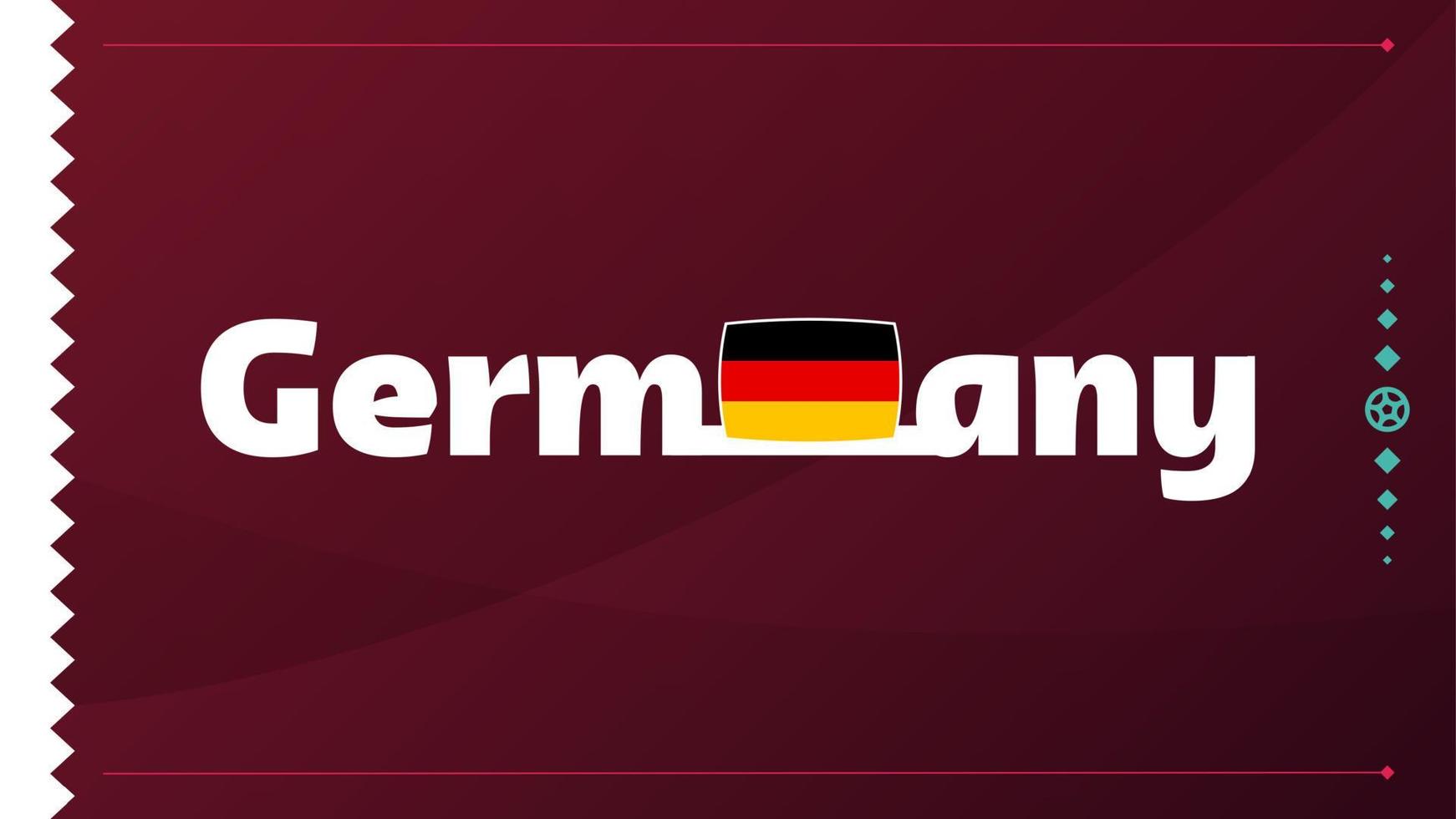 Germany flag and text on 2022 football tournament background. Vector illustration Football Pattern for banner, card, website. national flag germany
