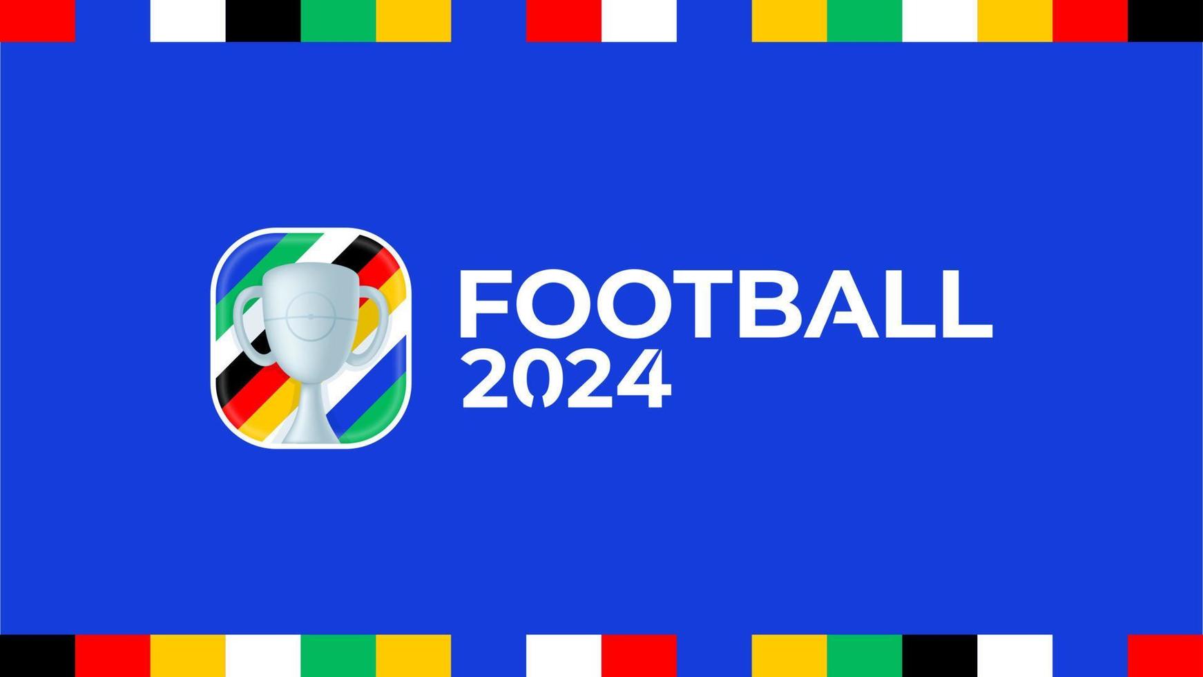 2024 Football Championship Logo Football Or Soccer 2024 Logotype Emblem On Not Official Blue Background With Country Flag Colourful Lines Sport Football Logo With Cup Trophy Vector 