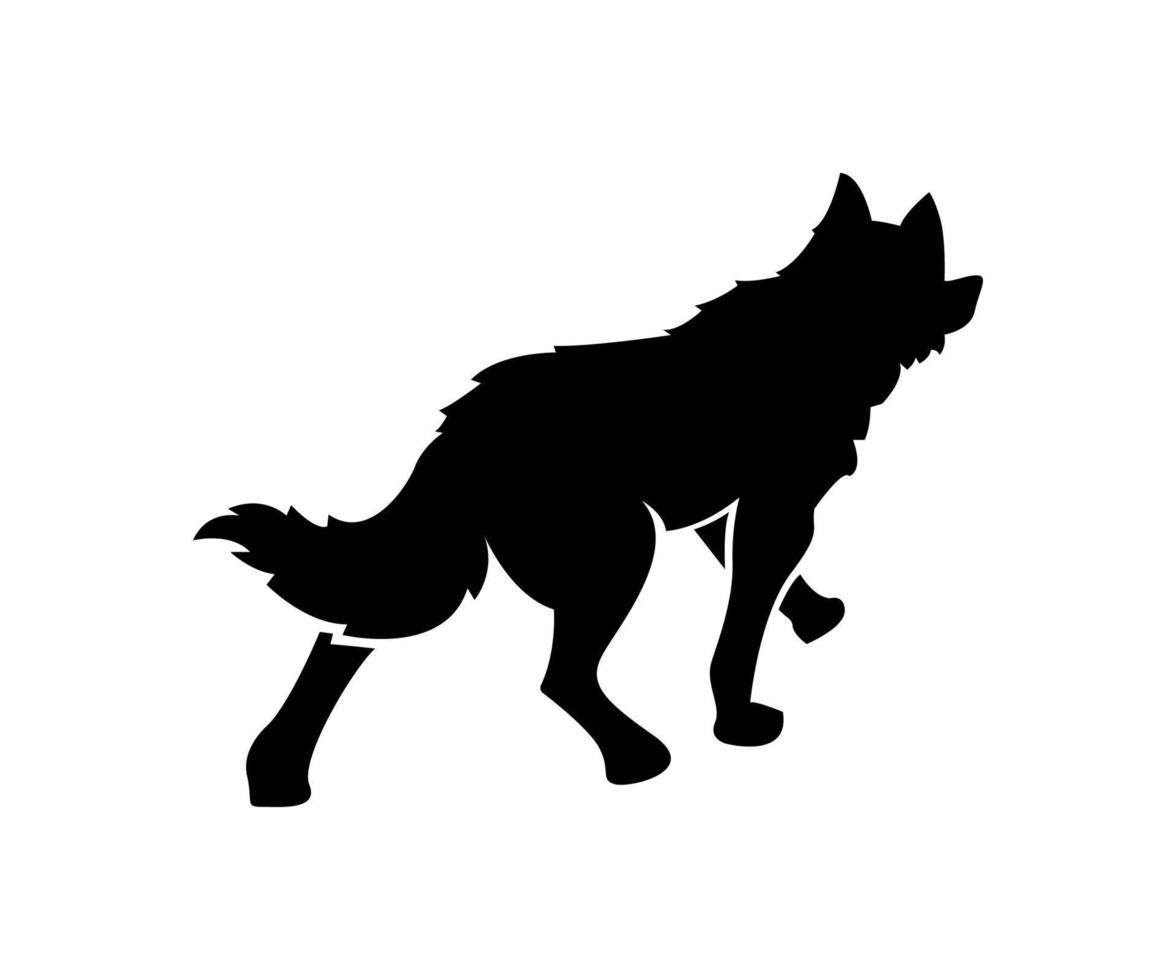 silueta de lobo, ilustración simple de lobo, sombra de lobo, logotipo de lobo vector