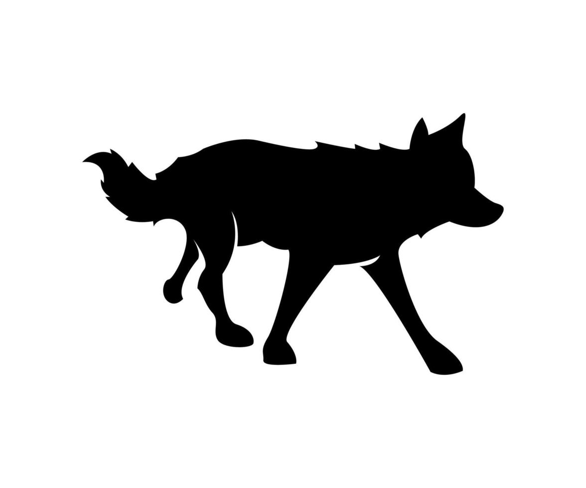 ilustración de lobo, silueta de lobo, ilustración simple de lobo, sombra de lobo, logotipo de lobo, lobo caminando vector