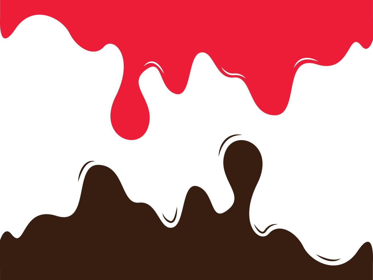 Strawberry syrup melt, chocolate background, Choco melt, drop syrup vector