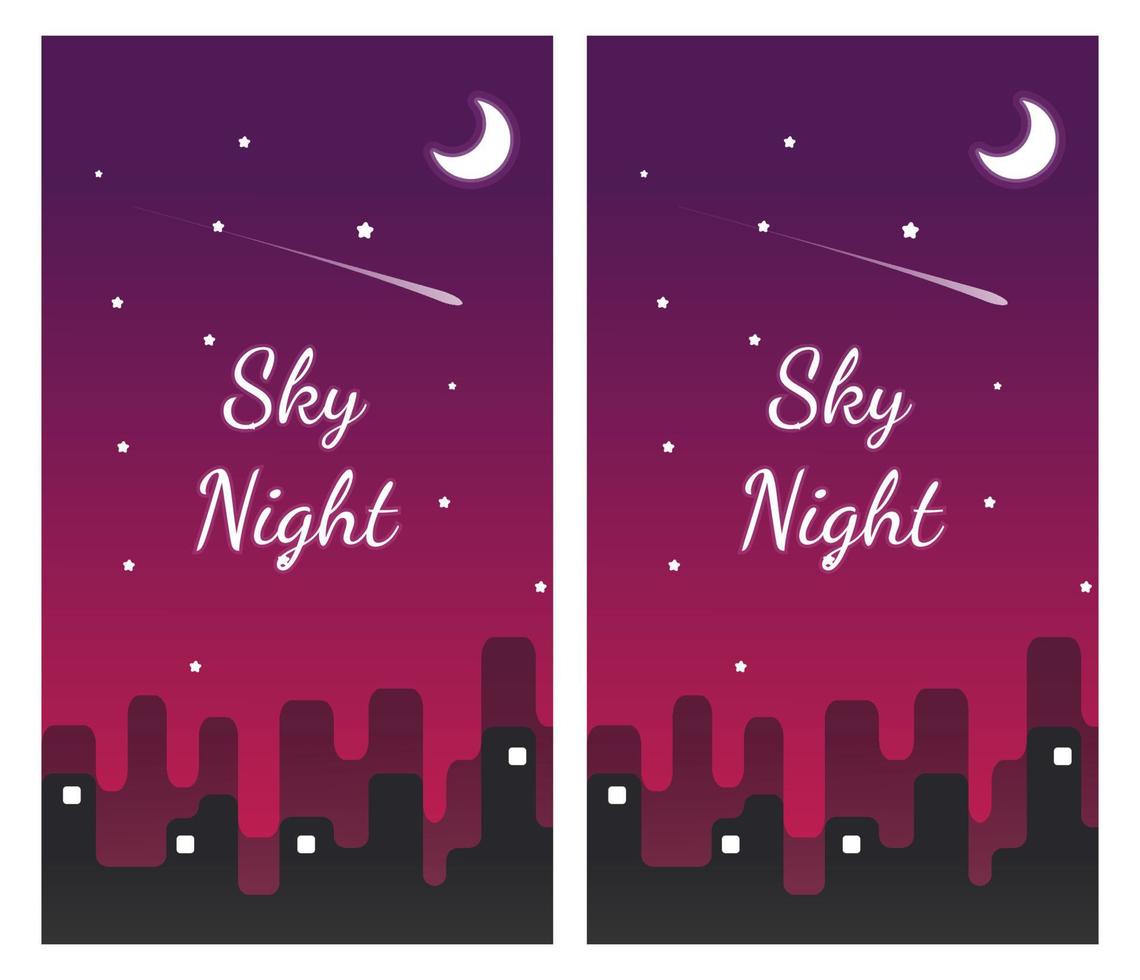 cielo rojo en la noche, diseño de fondo para teléfono inteligente, fondo de cielo nocturno, cielo nocturno urbano vector