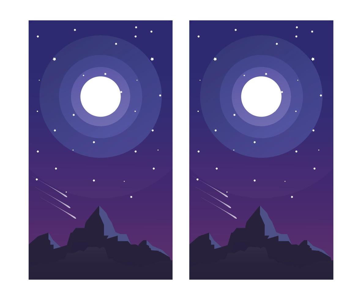 Night sky background for smartphone, beautiful background, moon in the night vector