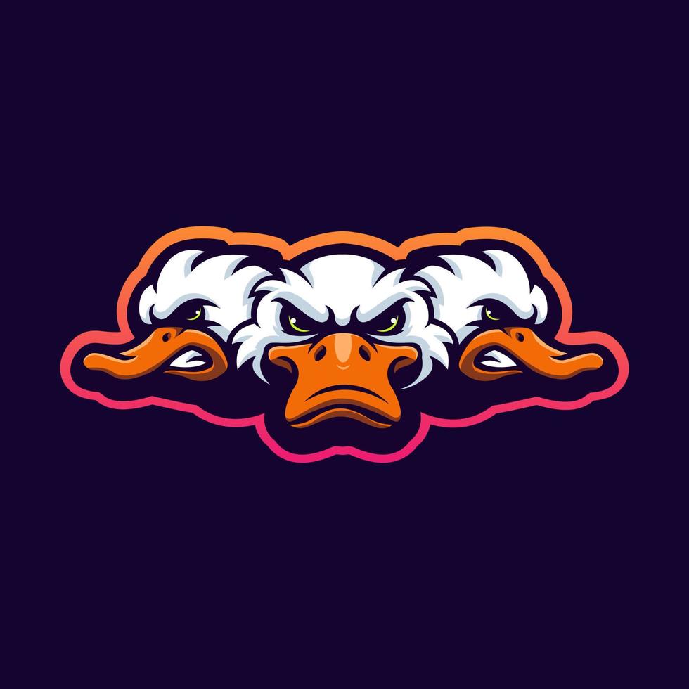 Duck mascot logo design vector with modern illustration concept style for badge, emblem and t shirt printing. Three Duck illustration for sport, esport, gaming or team