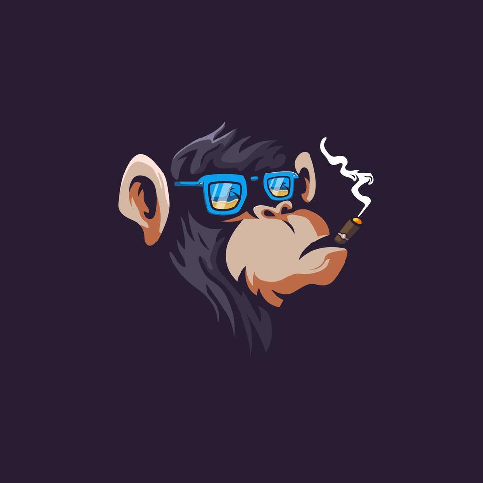 Monkey Smoking Mascot Logo Design Illustration Vector