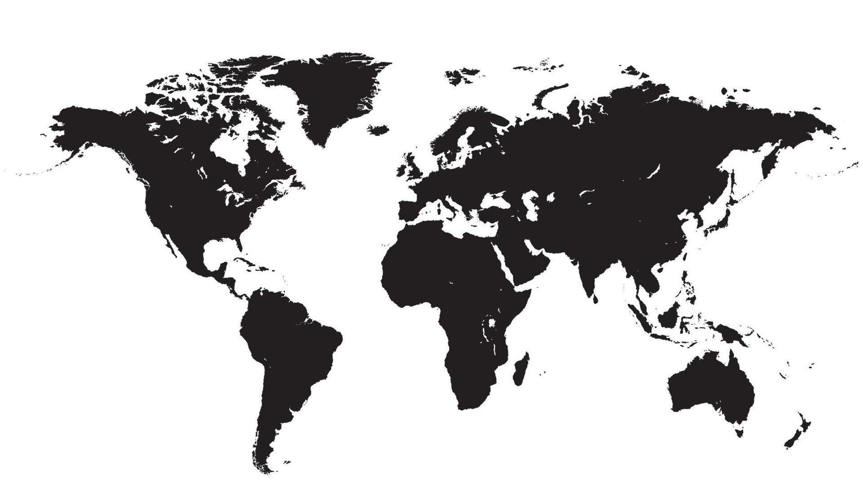 vector de mapa mundial, aislado sobre fondo blanco. tierra plana, plantilla de mapa gris para patrón de sitio web, informe anual, infografía. icono de mapamundi similar de globo.