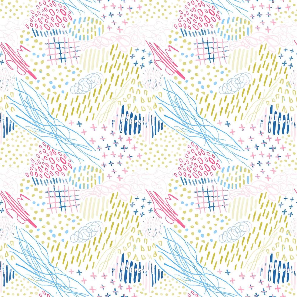 Vector modern seamless background with colorful hand drawn abstract lines, doodles. Use it for wallpaper, textile print, pattern fills, web, surface texture, wrapping paper, design of presentation
