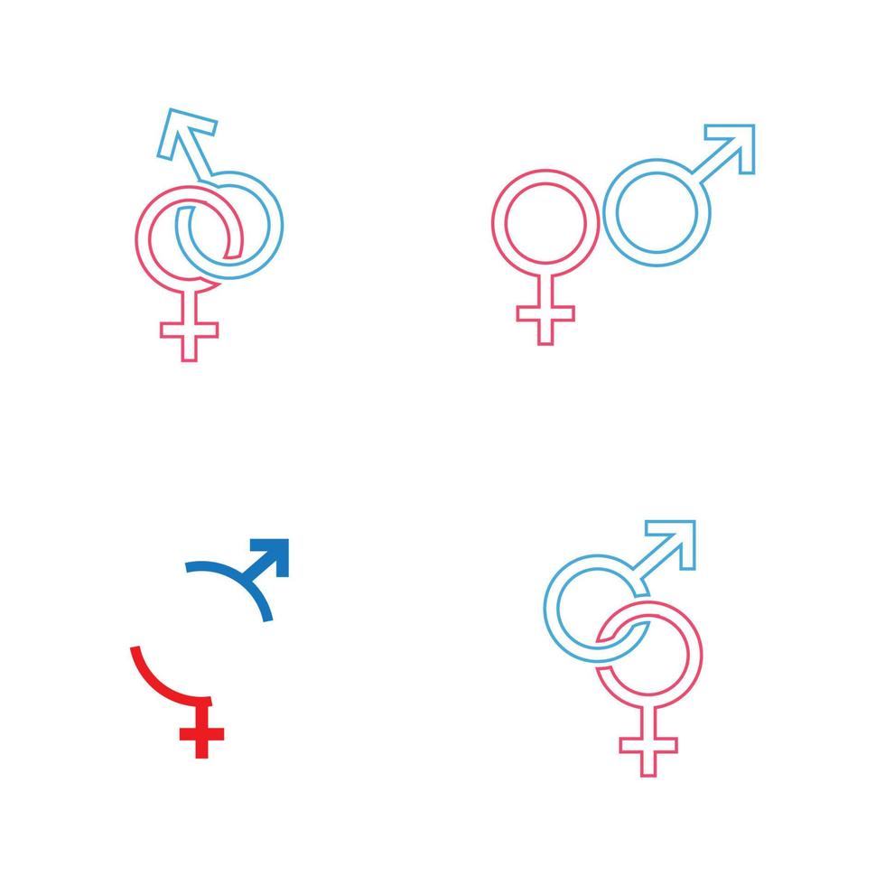 Ilustración de vector de icono de símbolo de signo de género masculino y femenino