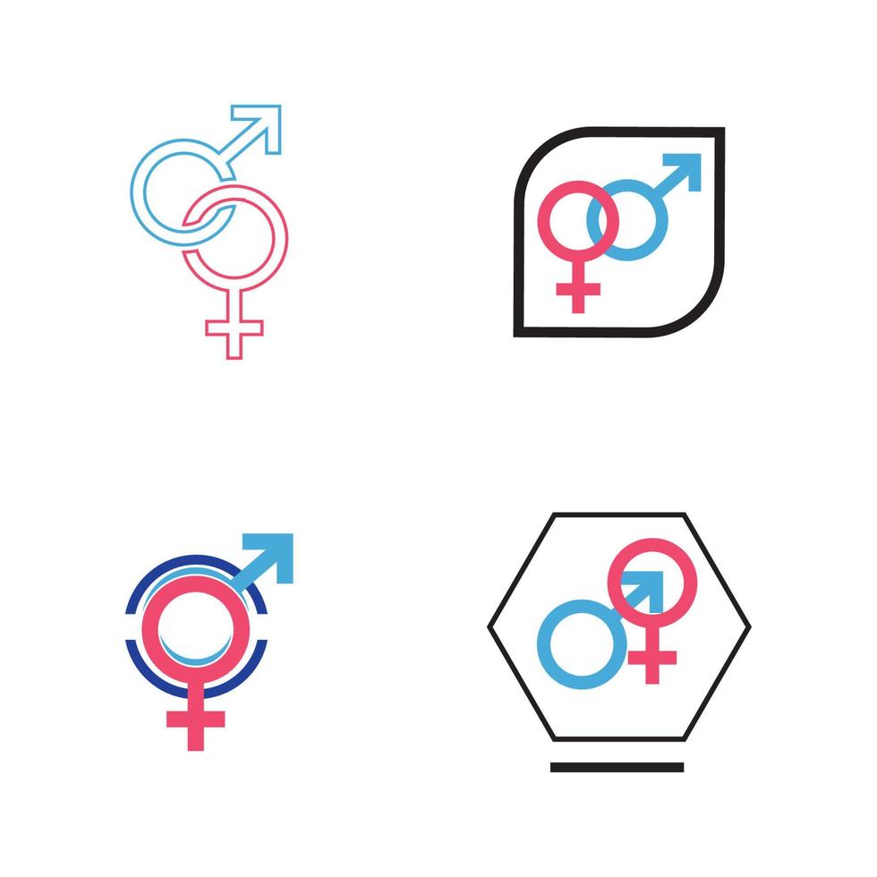 Ilustración de vector de icono de símbolo de signo de género masculino y femenino