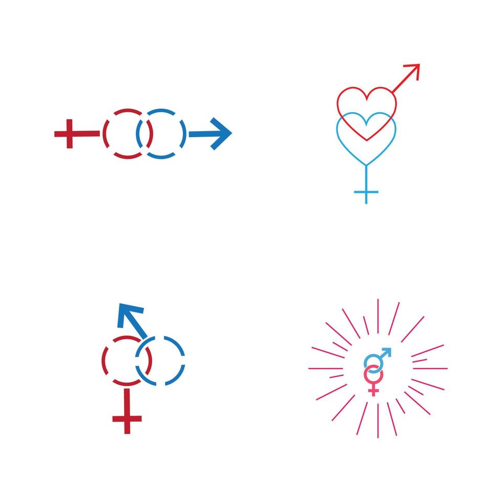 Ilustración de vector de icono de símbolo de signo de género masculino y femenino